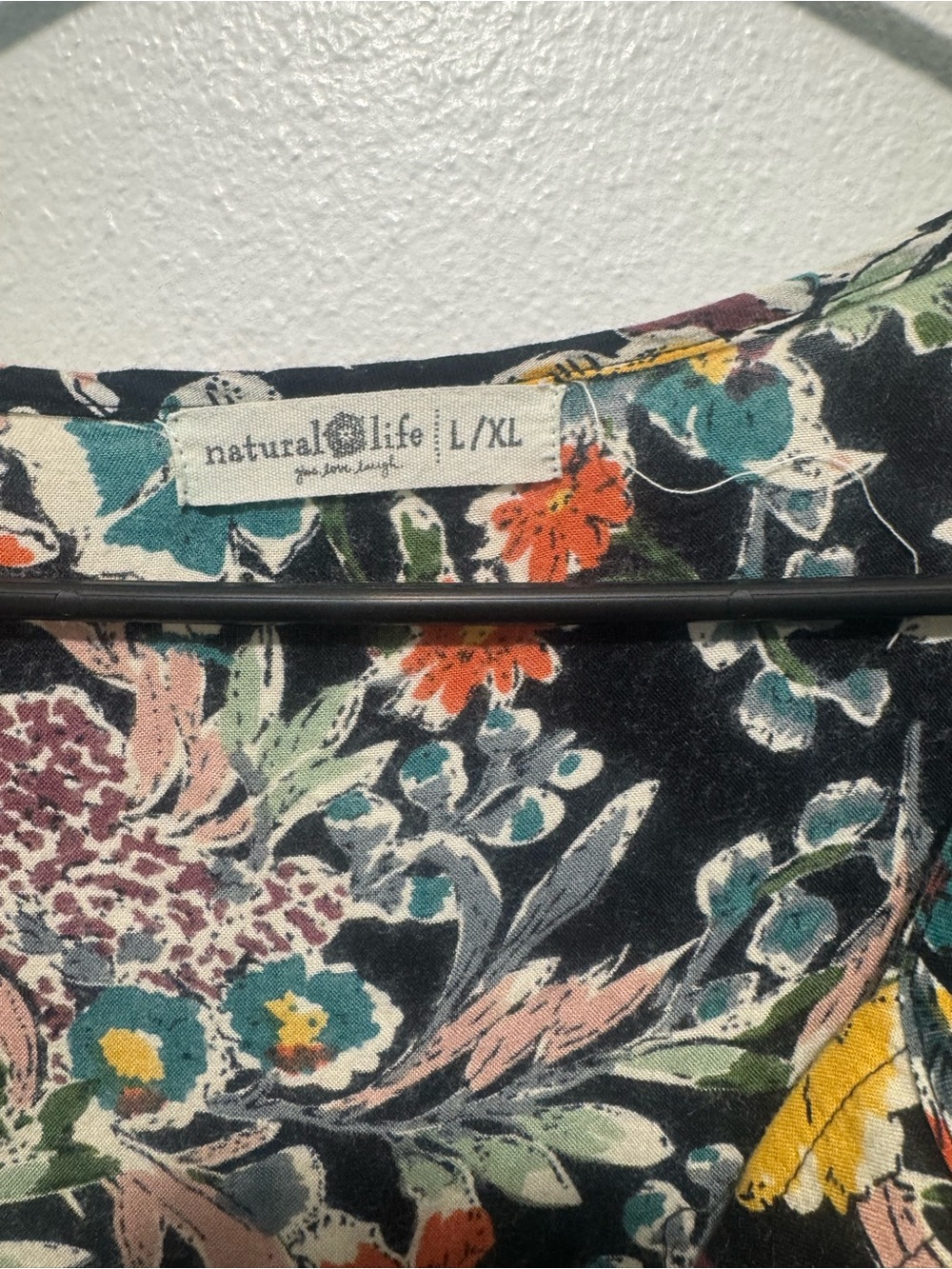 NATURAL LIFE Black Maxi Dress with Yellow & Pink Floral Print - Picture 3 of 9